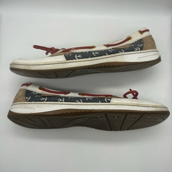 Sperry White Blue & Red Anchor Loafers - Picture 6 of 9